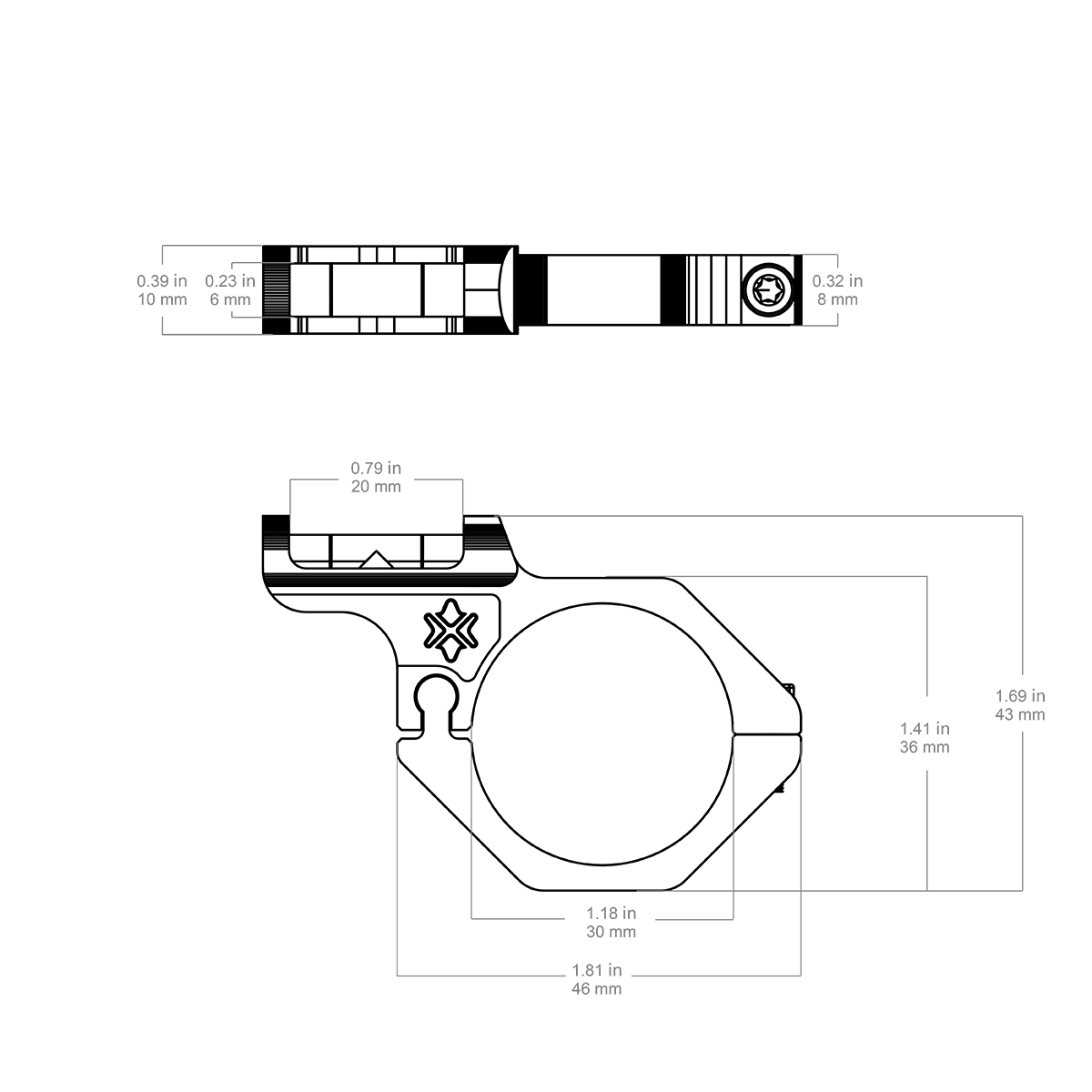 30 mm versetzte Wasserwaage für Zielfernrohr