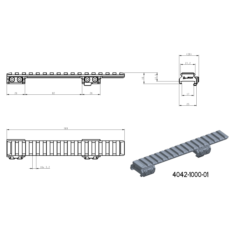 CZ 500 & CZ 557 Picatinny rail | Long