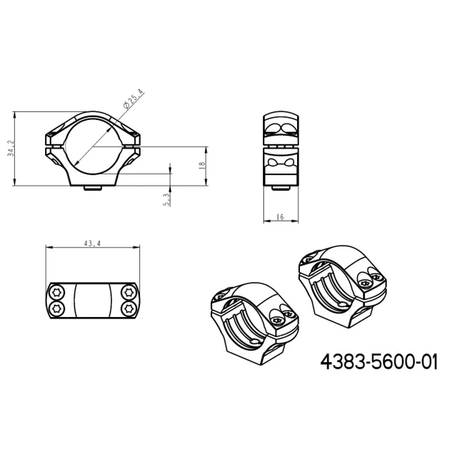 1 inch scope rings [25,4mm] | long Picatinny QD Tactical base