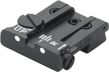 Tanfoglio Limited, EAA Witness, IWI Jericho, Springfield P9 voll einstellbares Visier hinten [alte Schwalbenschwanz 9,5 mm] | mit weißen Punkten 