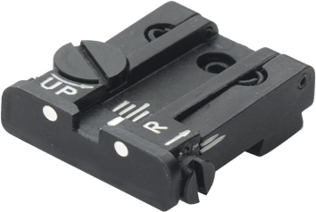 Verstellbare Kimme für Glock [G17 G19 G26 & other] | weiße Punkte