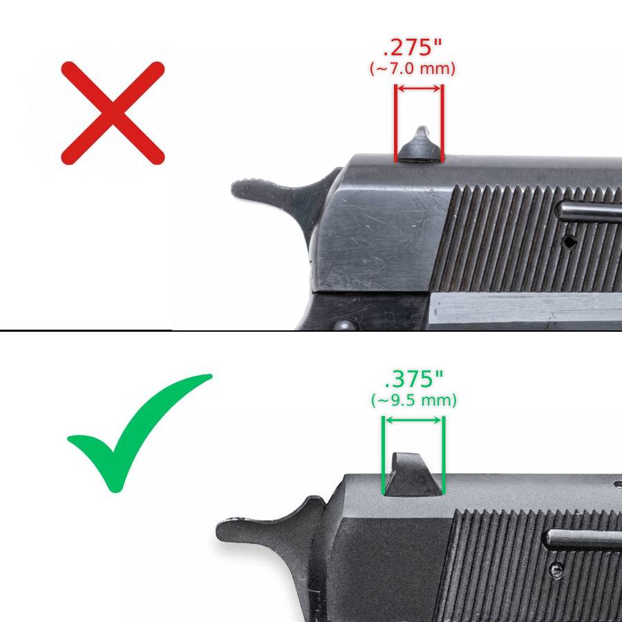 Browning Hi-Power [Vigilante Mark III Practical HP40] verstellbare Visierung | weiße Punkte