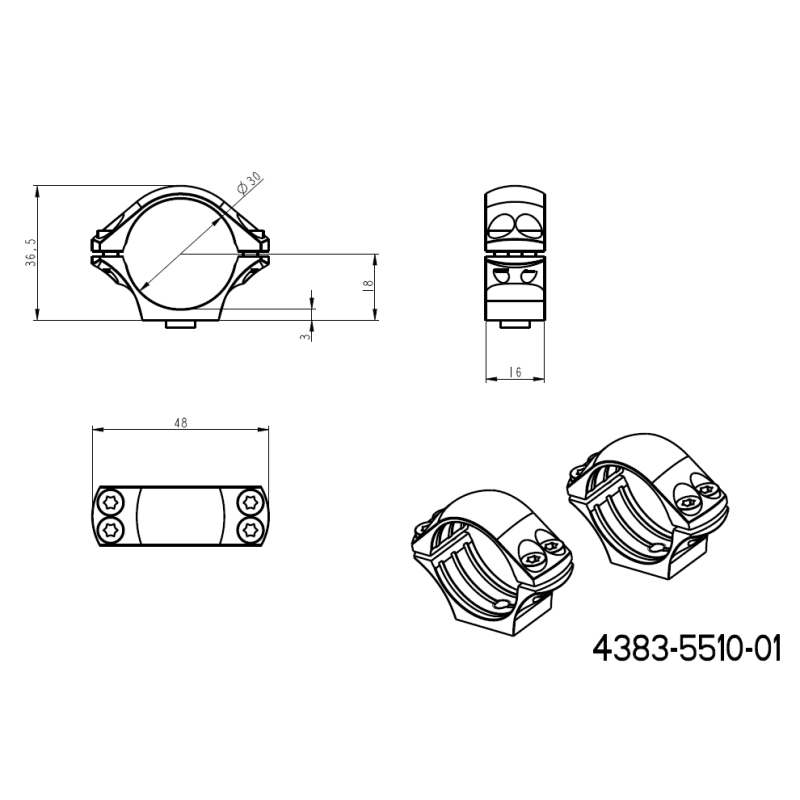 30 mm Montageringe für Zielfernrohre | lange Picatinny QD-Basis 
