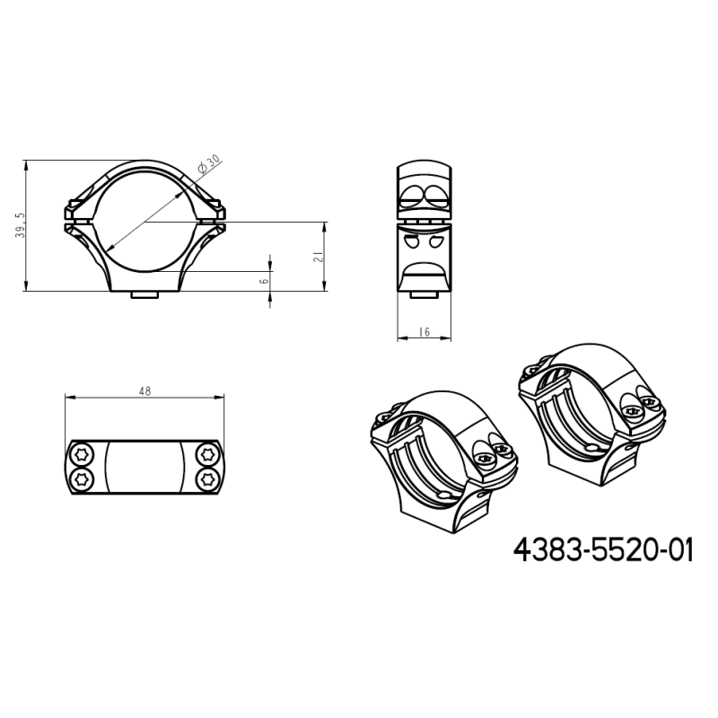 30 mm Montageringe für Zielfernrohre | lange Picatinny QD-Basis 