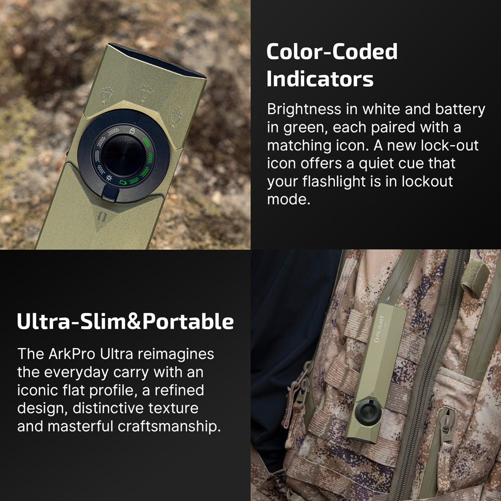 Olight ArkPro Ultra | flache 4-in-1 EDC Taschenlampe | 1.700 lm - Olive Green
